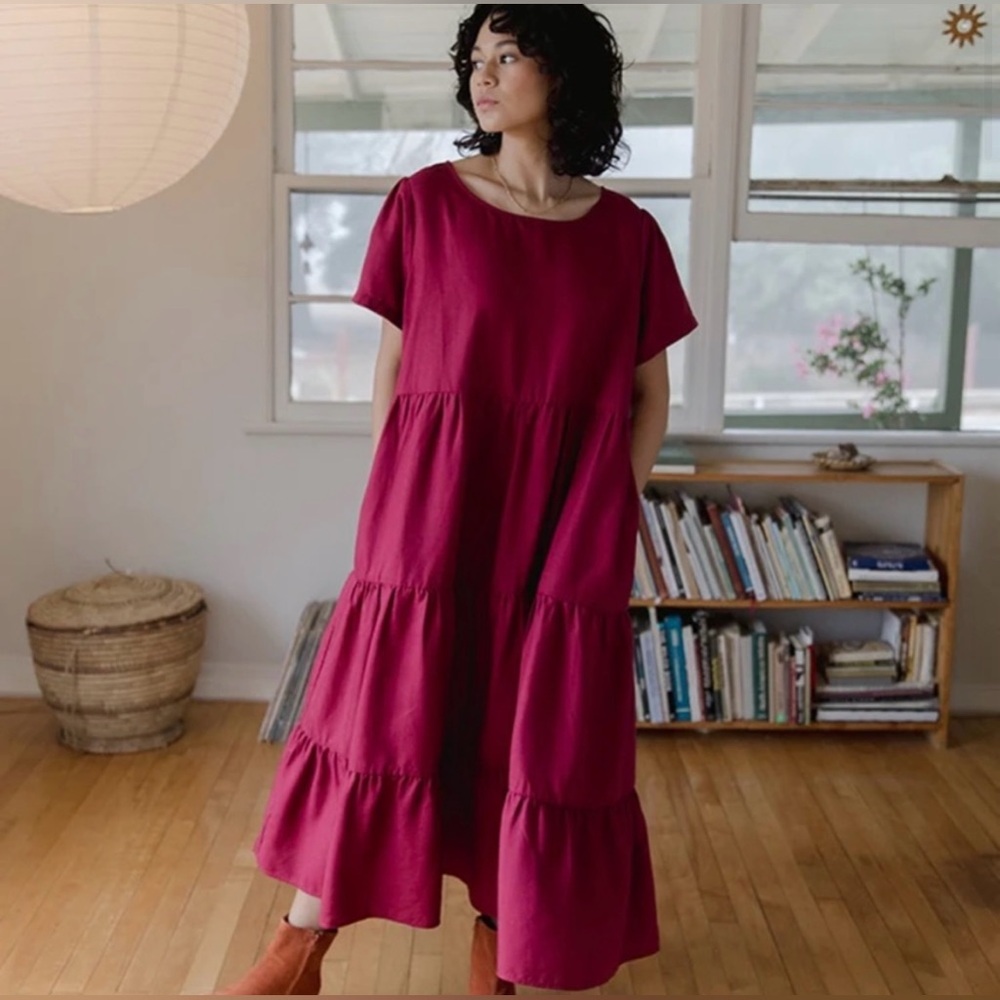 Tradlands Chalet Dress in Jam Tiered Midi Dress Size XL